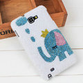 Bling Elephant Crystal Cases Pearls Covers for Samsung N7100 GALAXY Note2 - White
