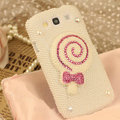 Bling Lollipop Crystal Case Pearls Covers for Samsung Galaxy SIII S3 I9300 I9308 I939 I535 - White