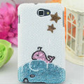 Bling Whale Crystal Cases Pearls Covers for Samsung N7100 GALAXY Note2 - White