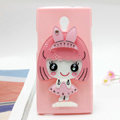 Cute girl Silicone Cases Mirror Covers Skin for OPPO U705T Ulike2 - Pink