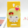 Cute girl Silicone Cases Mirror Covers Skin for OPPO U705T Ulike2 - Yellow