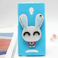 Rabbit Silicone Cases Mirror Covers Skin for OPPO U705T Ulike2 - Blue