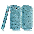 IMAK Ostrich Series leather Case holster Cover for Samsung Galaxy SIII S3 I9300 I9308 I939 I535 - Blue