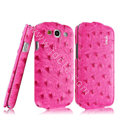 IMAK Ostrich Series leather Case holster Cover for Samsung Galaxy SIII S3 I9300 I9308 I939 I535 - Rose