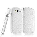 IMAK Ostrich Series leather Case holster Cover for Samsung Galaxy SIII S3 I9300 I9308 I939 I535 - White