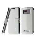 IMAK Slim leather Case holder Holster Cover for HTC T528w One SU - White