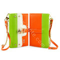 IMAK Tit color holster Wallet leather case cover for iPhone 5 - Green Orange