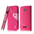 IMAK cross leather case Button holster holder cover for HTC X920e Droid DNA - Rose