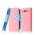 IMAK cross leather case Button holster holder cover for Samsung Galaxy SIII S3 I9300 I9308 I939 I535 - Pink