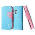 IMAK cross leather case Button holster holder cover for Samsung I8190 GALAXY SIII Mini - Blue