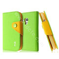 IMAK cross leather case Button holster holder cover for Samsung I8190 GALAXY SIII Mini - Green