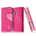 IMAK cross leather case Button holster holder cover for Samsung I8190 GALAXY SIII Mini - Rose