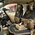 Leopard Lace Universal Auto Car Seat Cover Set 21pcs ice silk - Beige Black