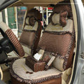 Round dot Lace Universal Auto Car Seat Cover Set 21pcs ice silk - Coffee