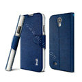 IMAK Squirrel lines leather Case support Holster Cover for Samsung GALAXY S4 I9500 SIV - Blue
