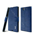IMAK Squirrel lines leather Case support Holster Cover for Sony Ericsson L36i L36h Xperia Z - Blue