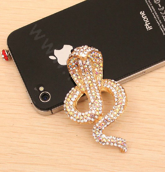 Alloy Cobra Crystal Metal DIY Phone Case Cover Deco Kit - Gold