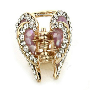 Hair Jewelry Crystal Lover Gold Plated Metal Rhinestone Hair Clip Claw Clamp - Purple