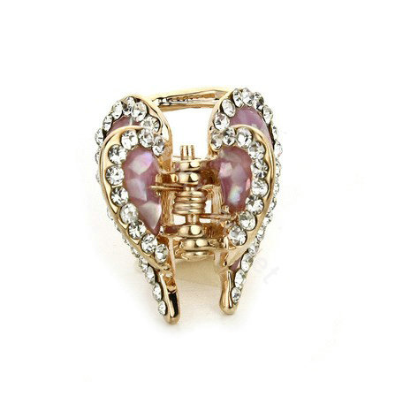 Hair Jewelry Crystal Lover Gold Plated Metal Rhinestone Hair Clip Claw Clamp - Purple