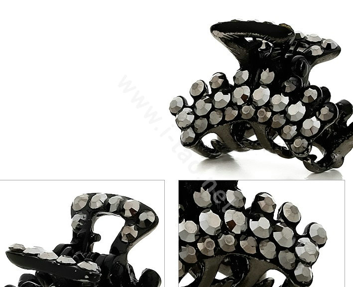 Hair Jewelry Crystal Rhinestone Metal Hair Clip Claw Clamp - Black