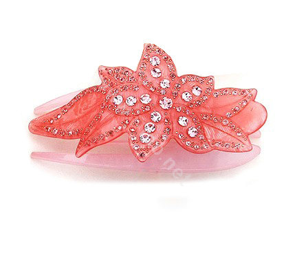 Hair Jewelry Rhinestone Crystal Flower Hairpin Hair Clip Claw Clamp - Pink