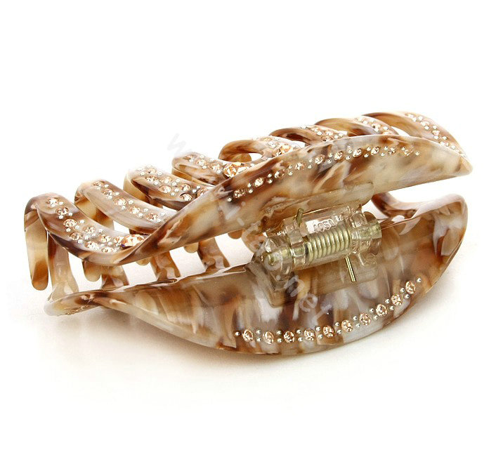 Hair Jewelry Rhinestone Crystal Full Diamond Hair Clip Clamp Claw - Champagne