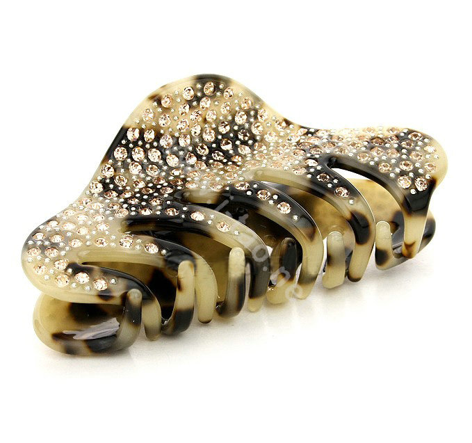 Hair Jewelry Rhinestone Crystal Full Diamond Hair Clip Claw Clamp - Black