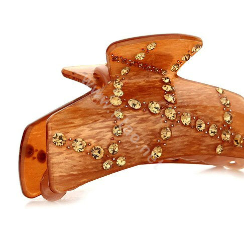 Hair Jewelry Rhinestone Crystal Resin Hair Clip Claw Clamp - Coffee
