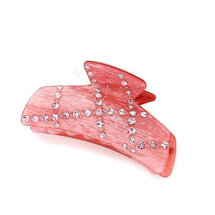 Hair Jewelry Rhinestone Crystal Resin Hair Clip Claw Clamp - Pink