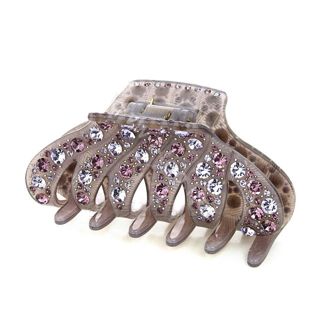 Hair Jewelry Rhinestone Crystal Woman Hair Clip Claw Clamp - Purple