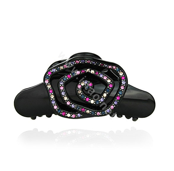 Hair Jewelry Ring Diamond Crystal Rhinestone Hair Clip Claw Clamp - Black