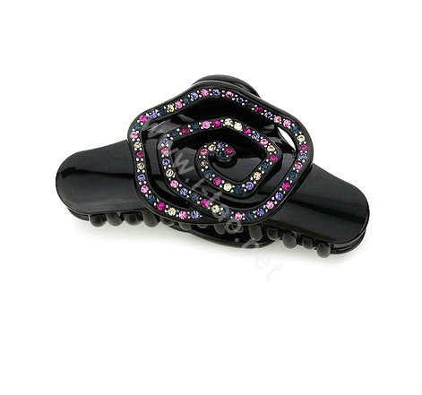Hair Jewelry Ring Diamond Crystal Rhinestone Hair Clip Claw Clamp - Black