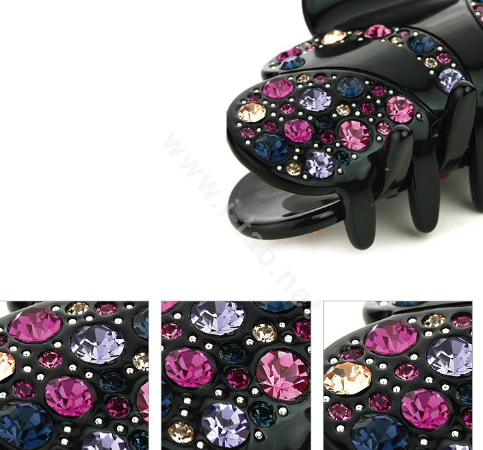 Hair Jewelry Sparkly Crown Crystal Rhinestone Hair Clip Claw Clamp - Black