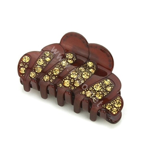 Hair Jewelry Sparkly Crystal Rhinestone Hair Clip Claw Clamp - Coffee