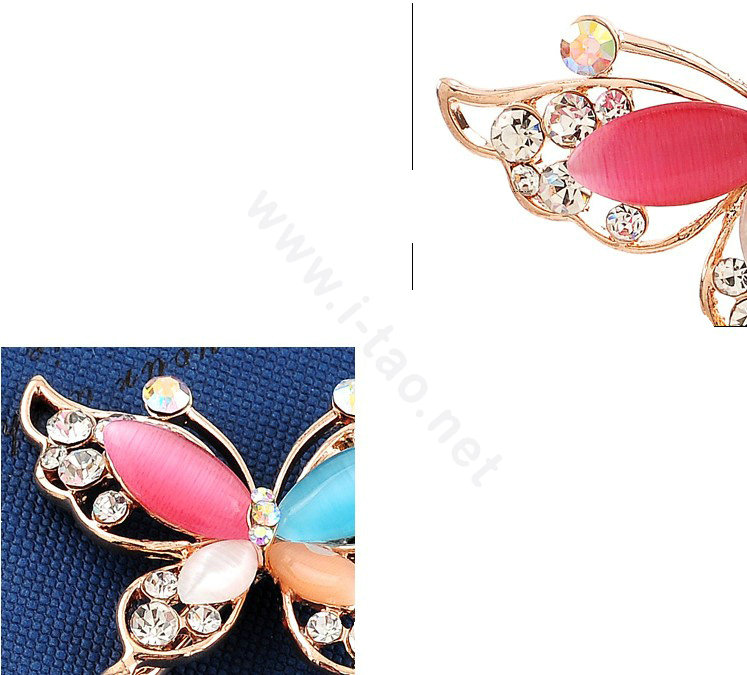 Butterfly Rhinestone Crystal Hairpin Hair Clasp Clip Fork Stick - Multicolor