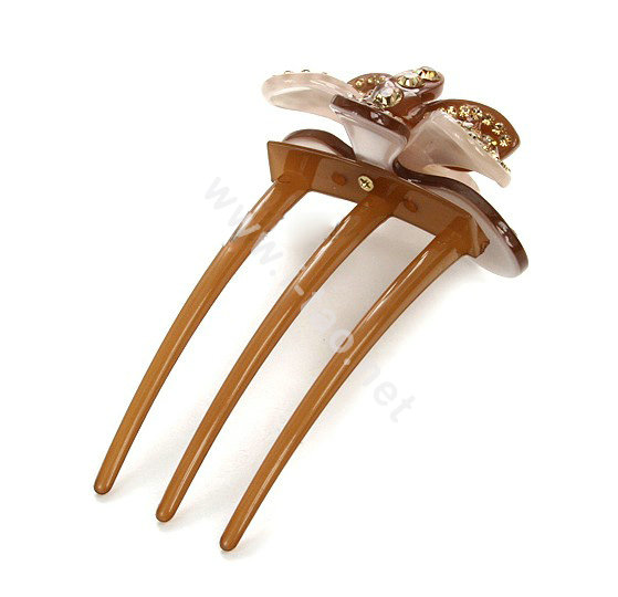 Elegant Hair Jewelry Crystal Rhinestone Flower Hair Pin Comb Clip - Champagne