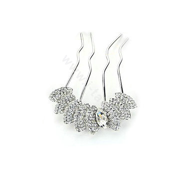 Elegant Hair Jewelry Rhinestone Crystal Metal Hairpin Clip Comb Pin - White
