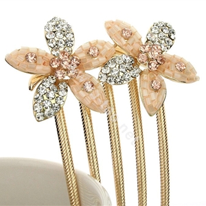 Hair Jewelry Crystal Rhinestone Flower Metal Hairpin Clip Pin Comb - Champagne
