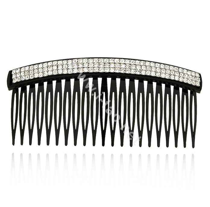 Hair Jewelry Crystal Rhinestone Resin Hair Pin Comb Clip - Black