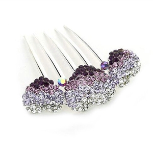 Hair Jewelry Rhinestone Crystal Lover Metal Hairpin Clip Comb Pin - Purple