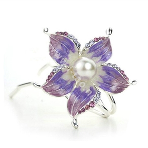 U Shape HairPin Crystal Rhinestone Flower Hair Comb Clip Fork Stick - Purple