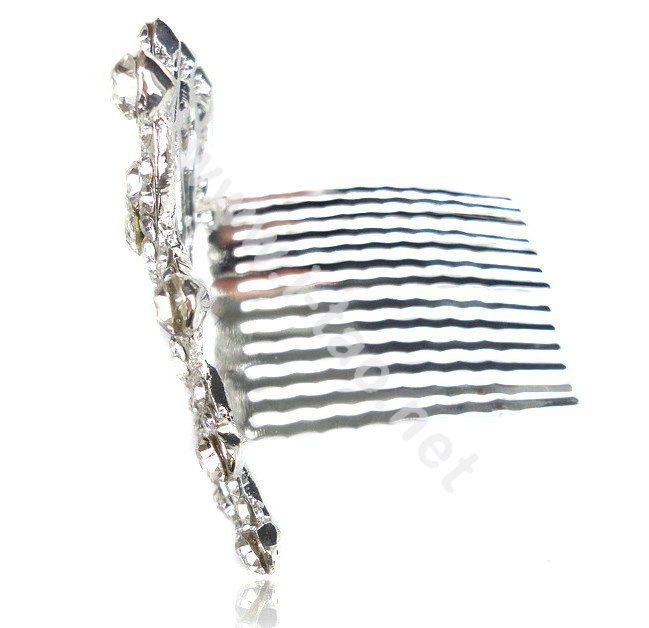 Bride Hair Accessories Crystal Rhinestone Alloy Crown Hair Pin Clip Combs - Pink