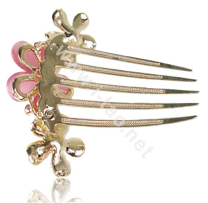 Elegant Hair Accessories Rhinestone Crystal Flower Alloy Hair Combs Clip - Champagne