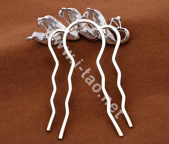 Hair Accessories Crystal Rhinestone Alloy Bridal Combs Hair Pin Clip Fork - Red