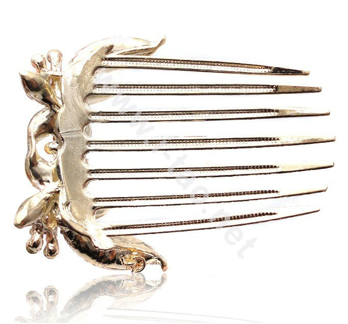 Hair Accessories Crystal Rhinestone Flower Alloy Hair Clip Combs - Blue