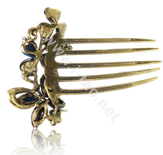 Hair Accessories Crystal Rhinestone Retro Alloy Flowers Hair Clip Combs - Multicolor