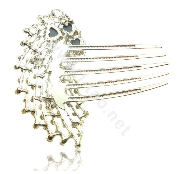 Hair Accessories Rhinestone Crystal Alloy Peacock Hair Pin Clip Combs - Coffee