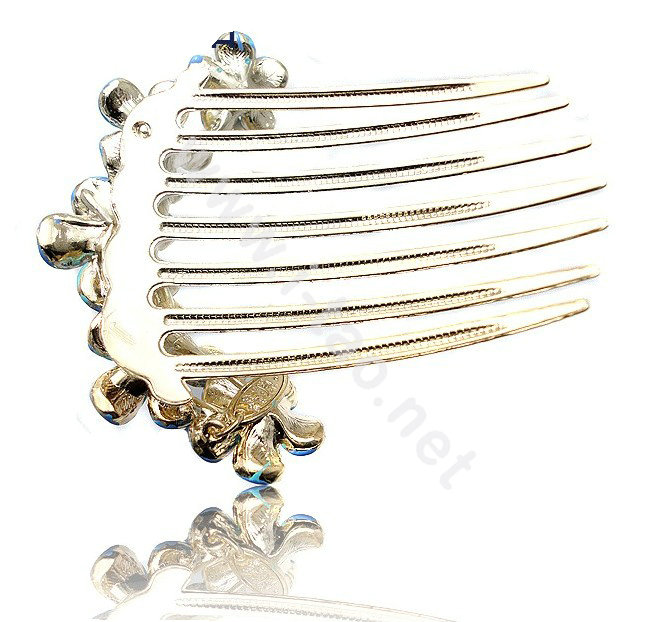 Hair Accessories Rhinestone Crystal Flower Alloy Hair Clip Combs - Blue