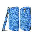 IMAK RON Series leather Case Support Holster Cover for Samsung GALAXY S4 I9500 SIV i9502 i9508 i959 - Blue