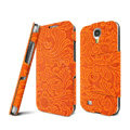 IMAK RON Series leather Case Support Holster Cover for Samsung GALAXY S4 I9500 SIV i9502 i9508 i959 - Orange